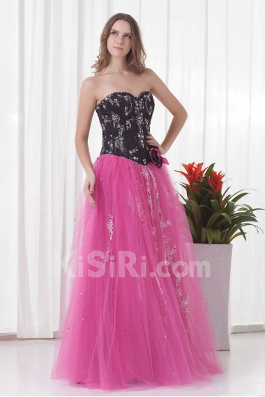 Satin and Net Sweetheart Ball Gown with Embroidered and Jacket