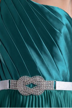 Satin One Shoulder Column Dress with Sash
