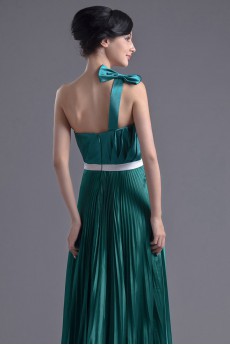 Satin One Shoulder Column Dress with Sash