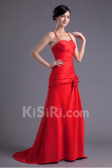 Satin Sheath Dress with Directionally Ruched Bodice