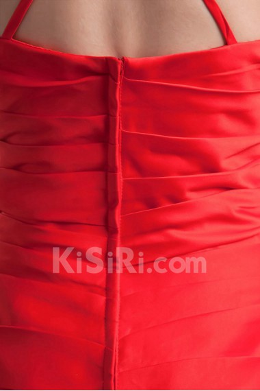 Satin Sheath Dress with Directionally Ruched Bodice