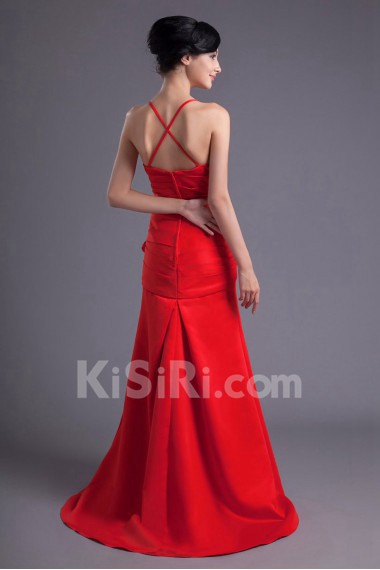 Satin Sheath Dress with Directionally Ruched Bodice