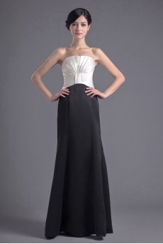 Satin Strapless Empire Dress with Gathered Ruched Bodice