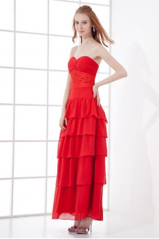 Chiffon Sweetheart Sheath Ankle-Length Dress with Sash