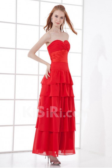 Chiffon Sweetheart Sheath Ankle-Length Dress with Sash