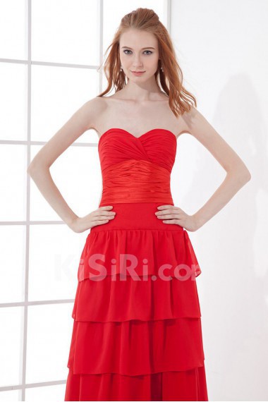 Chiffon Sweetheart Sheath Ankle-Length Dress with Sash