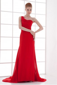 Chiffon One Shoulder Column Dress