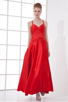 Satin Sheath Ankle-Length Dress with Sequins