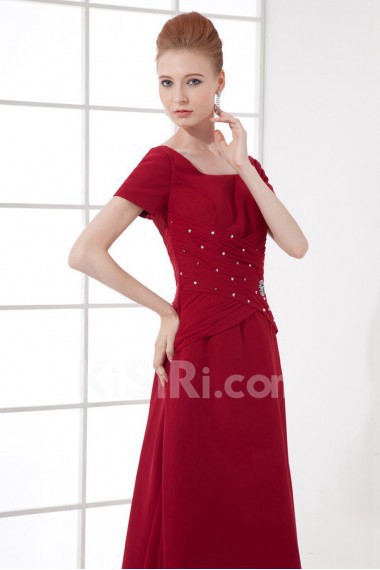 Chiffon Square A Line Ankle-Length Short Sleeves Dress