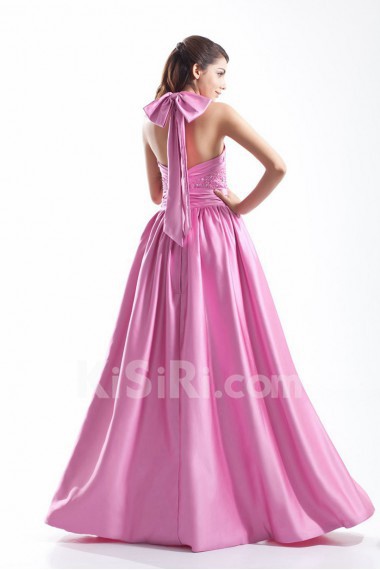 Taffeta Halter Dress with Embroidery