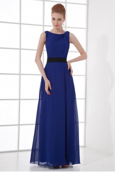 Chiffon Scoop Column Dress with Sash