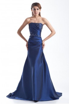 Taffeta Strapless Sheath Dress with Embroidery