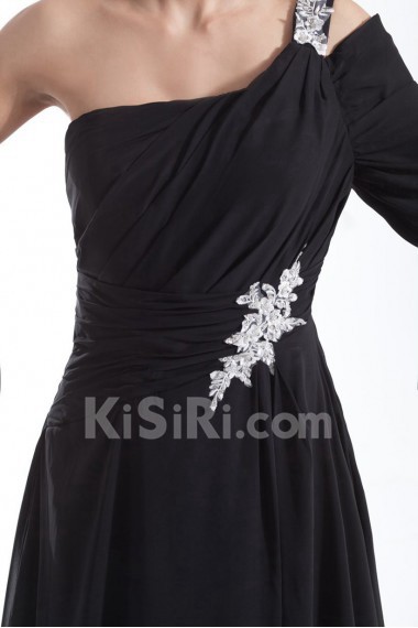 Chiffon Asymmetrical A Line Dress with Embroidery