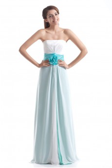 Chiffon Strapless Column Dress with Hand-made Flower