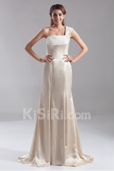 Satin One Shoulder A Line Dress