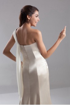 Satin One Shoulder A Line Dress