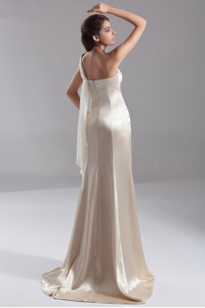 Satin One Shoulder A Line Dress