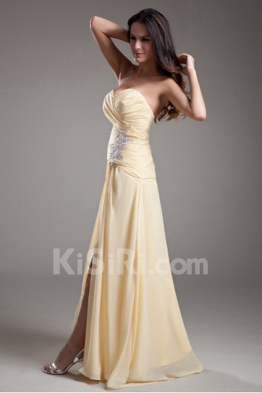 Chiffon and Lace Sweetheart Ankle-Length Dress with Embroidery
