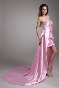Satin Sweetheart A Line Dress with Embroidery