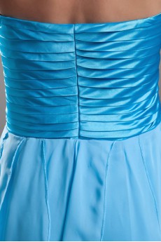 Chiffon Strapless A Line Dress with Directionally Ruched Bodice