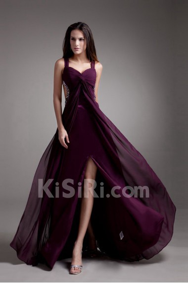 Chiffon Strapless Empire Dress with Embroidery