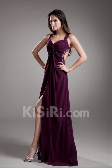 Chiffon Strapless Empire Dress with Embroidery