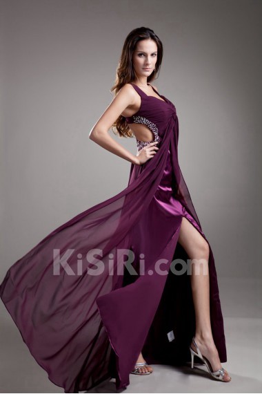 Chiffon Strapless Empire Dress with Embroidery