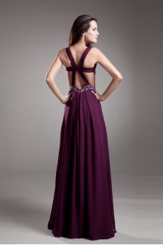 Chiffon Strapless Empire Dress with Embroidery