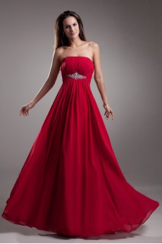 Chiffon Strapless Empire Dress with Embroidery