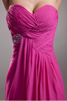 Chiffon Sweetheart Coloum Dress with Embroidery