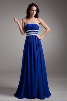 Chiffon Strapless Dress with Embroidery