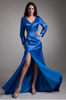 Satin V-Neck Sheath Illusion Dress