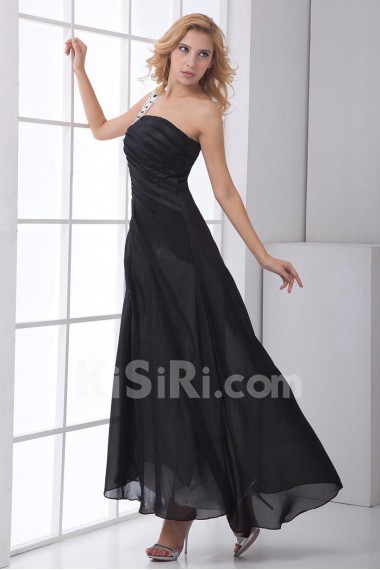 Chiffon Strapless Sheath Ankle-Length Dress with Sequins