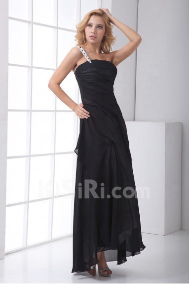 Chiffon Strapless Sheath Ankle-Length Dress with Sequins