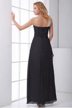 Chiffon Strapless Sheath Ankle-Length Dress with Sequins