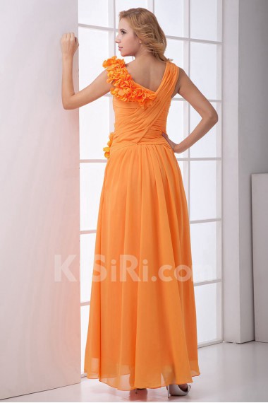 Chiffon V Neckline Sheath Dress with Hand-made Flower