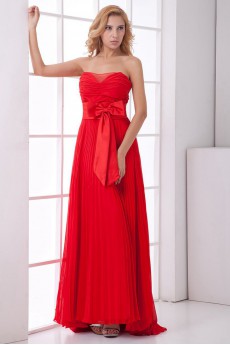 Chiffon Sweetheart Column Dress with Sash