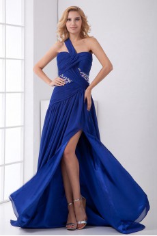 Chiffon One Shoulder A Line Dress with Sequins