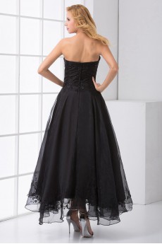 Organza Sweetheart Column Ankle-Length Dress with Embroidery