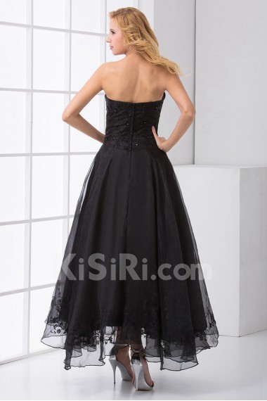 Organza Sweetheart Column Ankle-Length Dress with Embroidery
