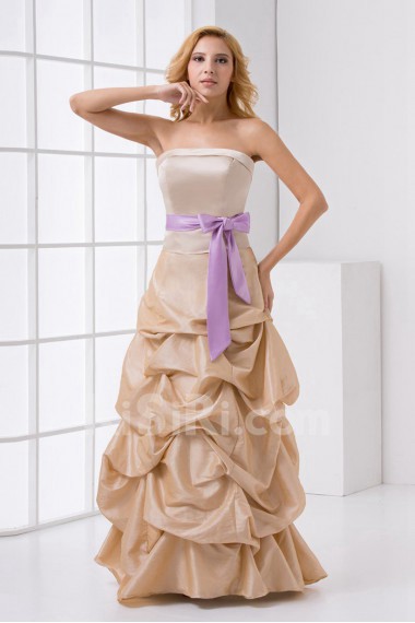 Satin Strapless A Line Dress