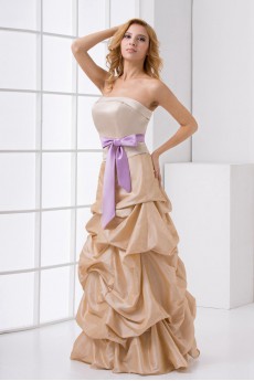 Satin Strapless A Line Dress