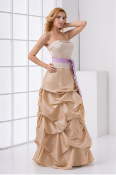 Satin Strapless A Line Dress