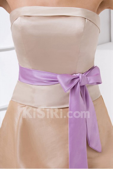 Satin Strapless A Line Dress