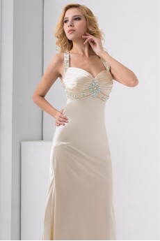Satin Sweetheart Column Dress with Embroidery