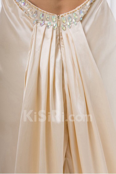 Satin Sweetheart Column Dress with Embroidery