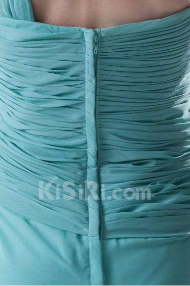 Chiffon Strapless Column Dress with Directionally Ruched Bodice