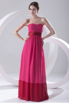 Chiffon Sweetheart Column Dress with Sash