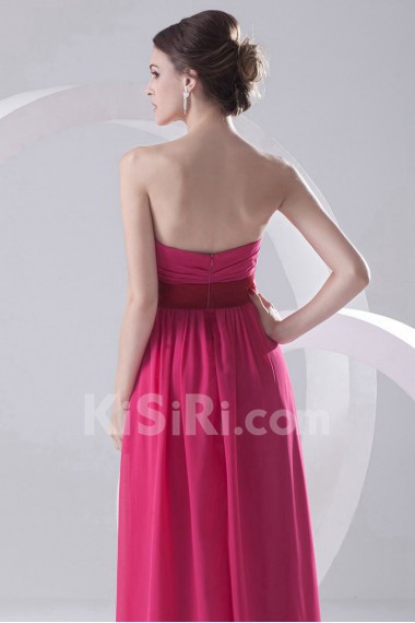 Chiffon Sweetheart Column Dress with Sash