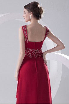 Chiffon Strapless A Line Dress with Embroidery